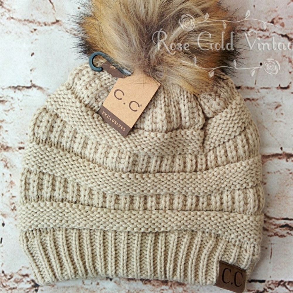 { C.C. } Cable Knit Beanie